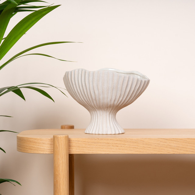 Keramik Schale mit Muscheldesign von BLUME2000 in Beige, Durchmesser: 16,0 cm, Höhe: 1,0 cm - Bild 1