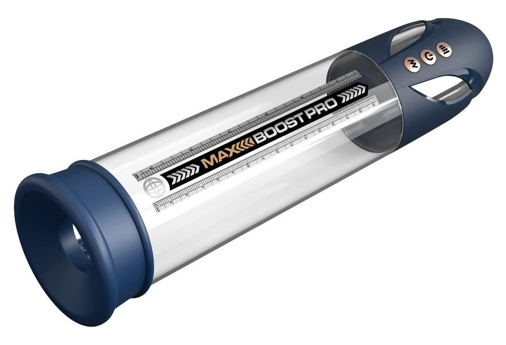 Pump Worx Penispumpe Max Boost Pro Flow mit automatischer Saugkraft in Transparent Blau - Bild 2