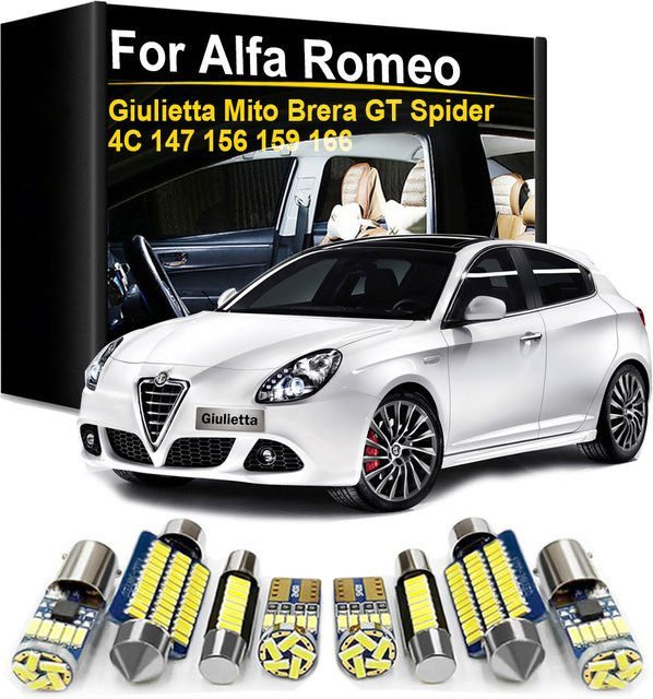 TAREWOR Canbus LED Innenraumbeleuchtung Set in Cool White für Alfa Romeo Giulietta Mito Giulia 147 156 159 166 Brera GT Spider 4C Kartenleselampe Glühbirnen-Zubehör - Bild 1