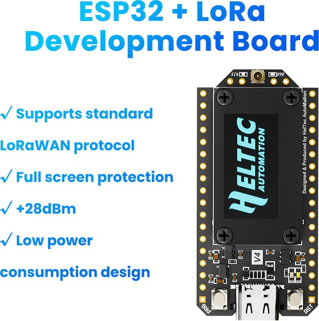 Diymore LoRa 32V4 Meshtastic Dev-Board mit ESP32, SX1262, GPS und 0,96 Zoll OLED Display, Solar Powered, WiFi, Bluetooth und BLE, Schwarz - Bild 1