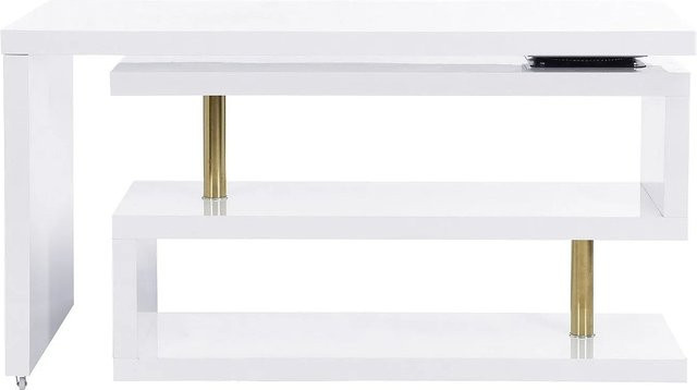 Schreibtisch Nicephore Vente-unique Weiß mit goldfarbenen Akzenten B/T/H: 200 x 140 x 76 cm - Bild 1