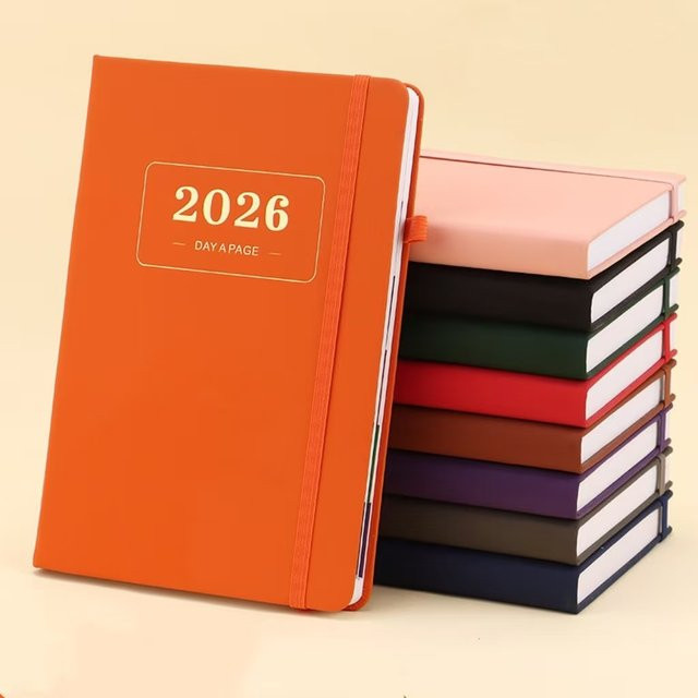 2026 Tagesplaner mit 365 Tagen Gewohnheits-Tracker und Kalender für Produktivität und Zielsetzung, Orange, Hardcover - Bild 1