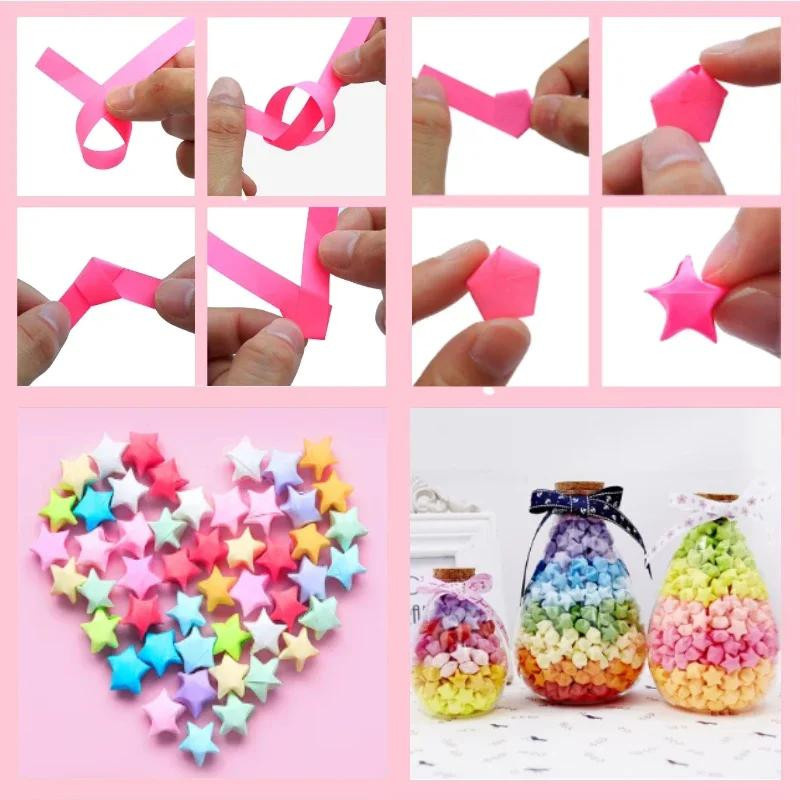 YULIN Origami Sternpapierstreifen in 27 Farben, 540 Blatt, doppelseitig bunt für DIY Glücksstern und Bastelarbeiten - Bild 3