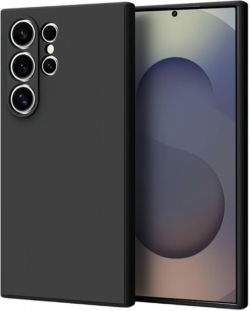 Stoßfeste Schutzhülle aus Flüssigsilikon für Samsung Galaxy S25 Ultra in Schwarz - Bild 1