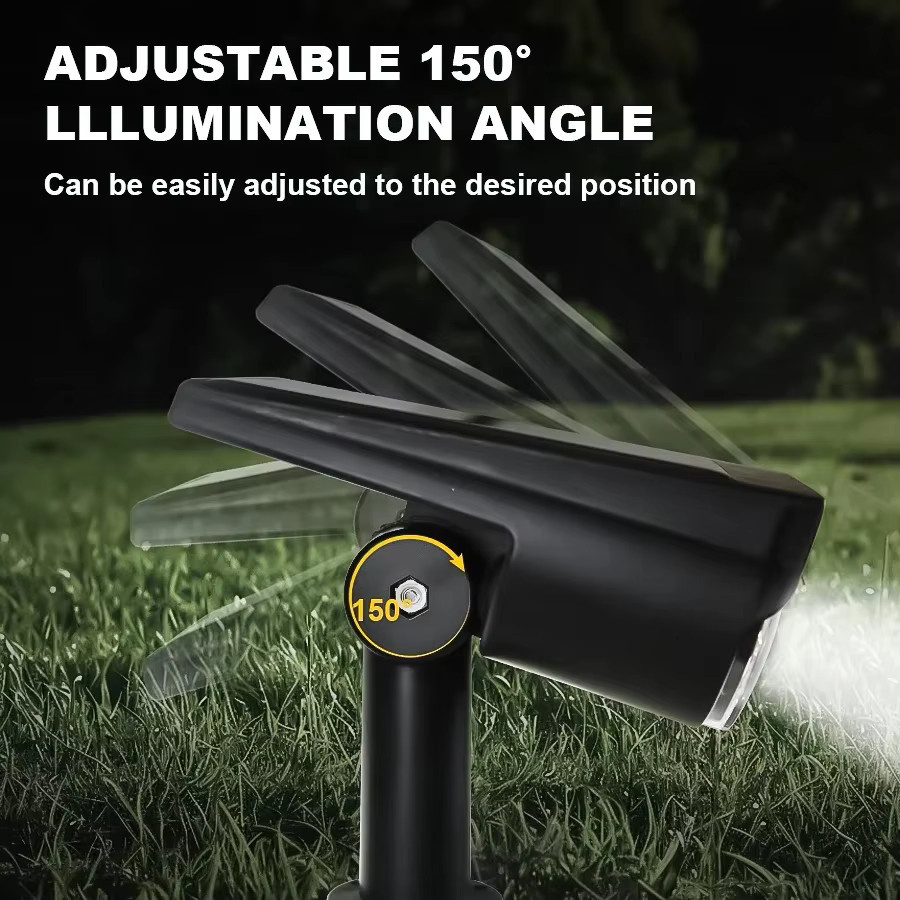 2er Set XIWANGFIRE Solarleuchten für den Außenbereich mit RGBW-LED, 270 Grad verstellbare Solarstrahler in Schwarz für Garten und Wege - Bild 6