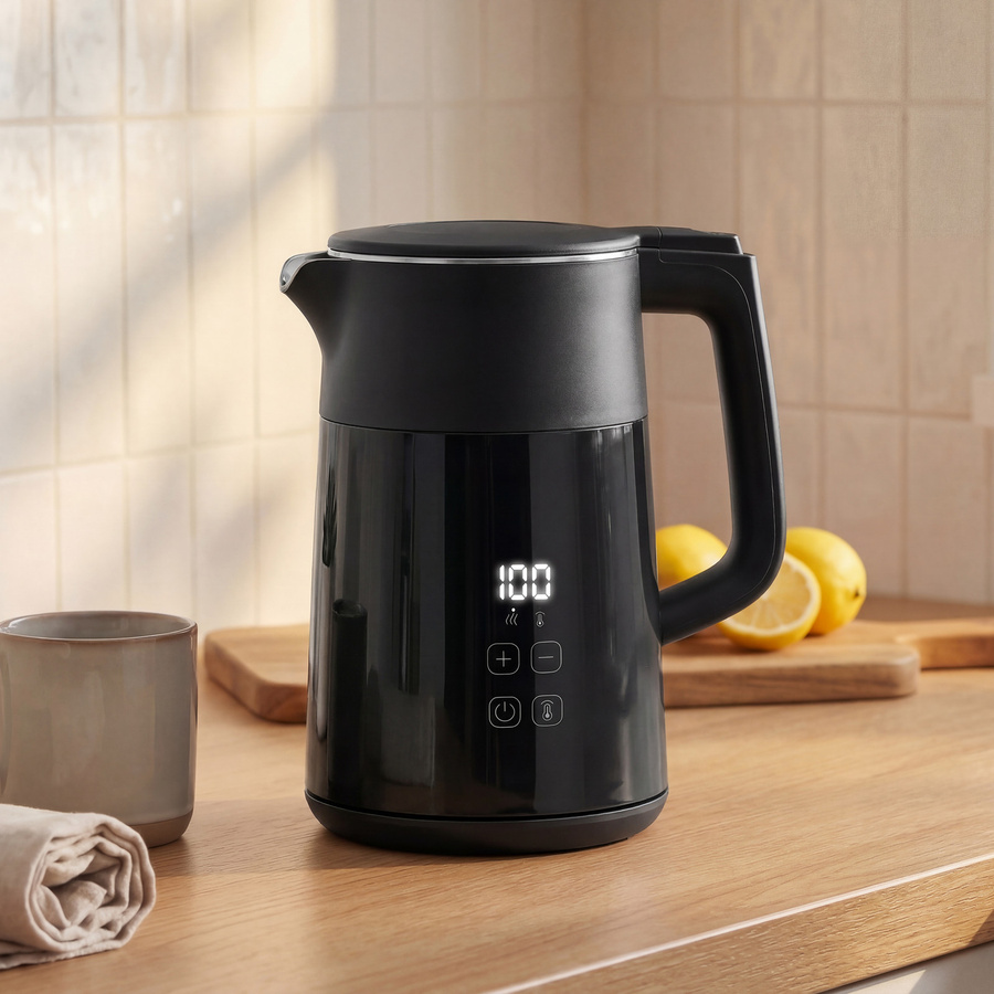 HOMCOM Elektrischer Wasserkocher Schwarz mit LED-Display, 1,7 l, 2200W, Warmhaltefunktion und automatischer Abschaltung - Bild 2