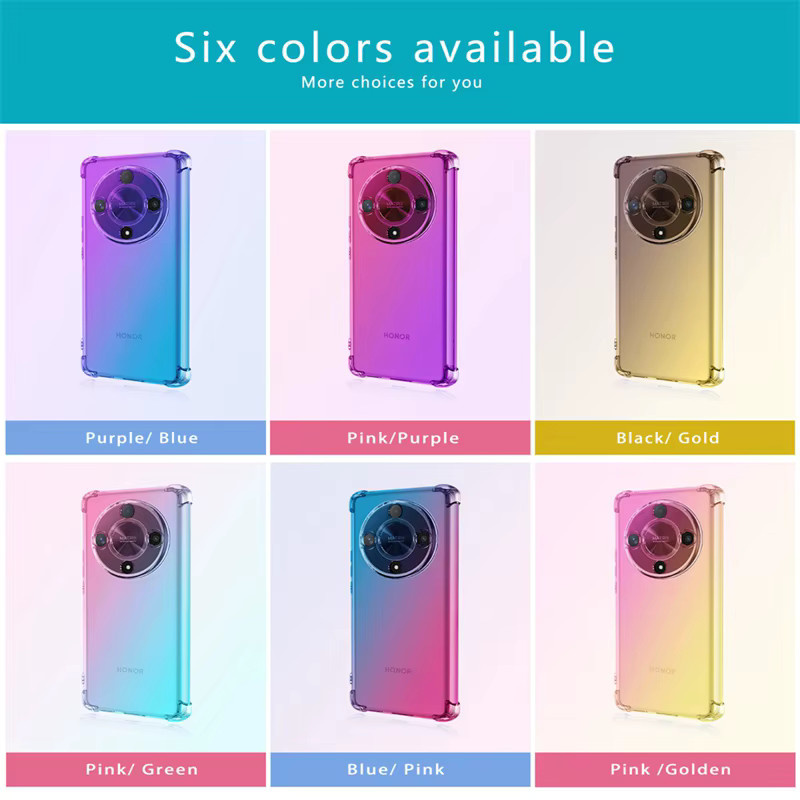 Stoßfeste TPU Schutzhülle mit Gradient-Airbag-Design für Honor Magic 7 6 5 4 Pro X9 5G und weitere Modelle, Transparent/Multicolor - Bild 2