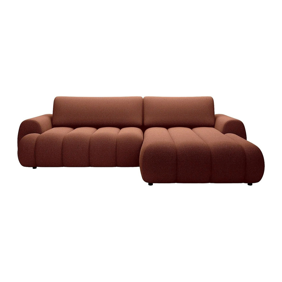 Vente-unique Schlafsofa Fridora in L-Form mit Stoffbezug, Farbe Terracotta - Bild 2