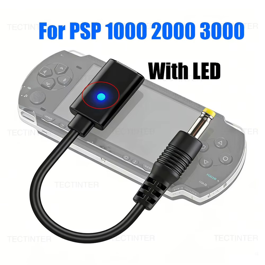 TECTINTER USB-C Ladeadapter für PSP 1000 2000 3000 Konsole in Schwarz mit LED-Konverter - Bild 5