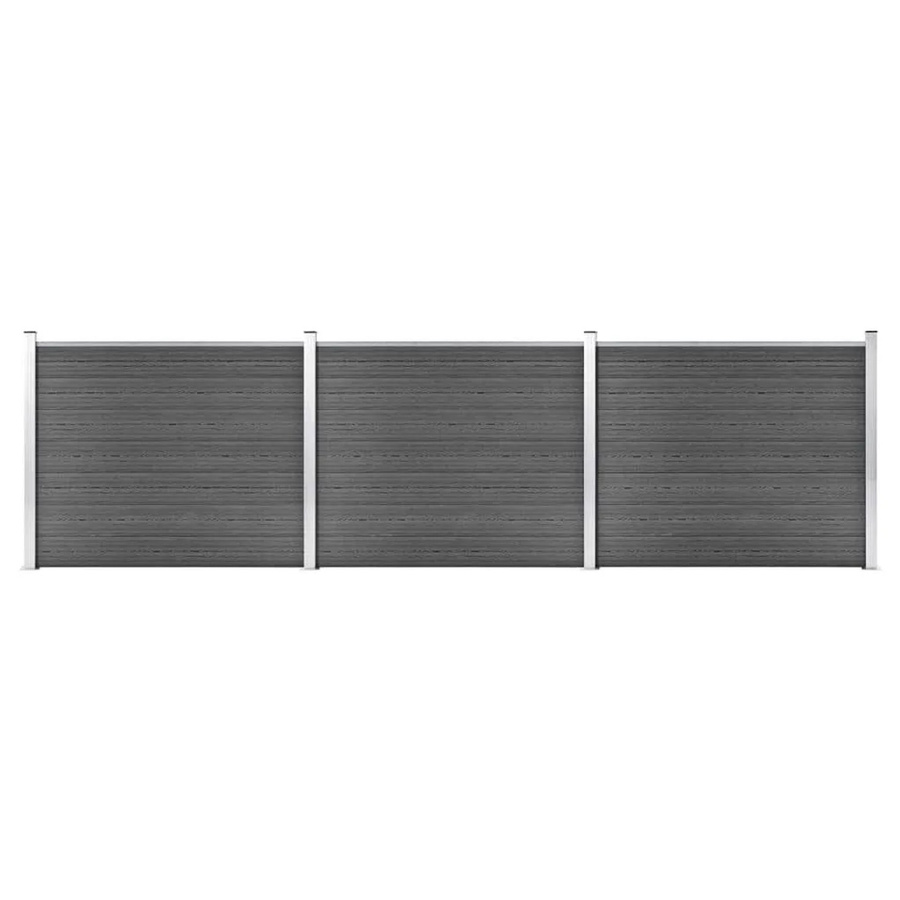 vidaXL Zaunelement Set WPC in Schwarz, B/H: 526 x 146 cm - Bild 2