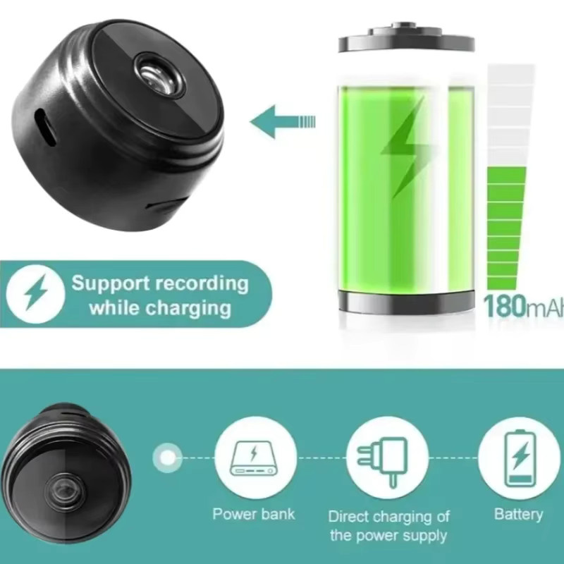 A9 Mini Überwachungskamera mit Wifi, 1080P HD Video, Nachtsicht und Smart Home Funktion, Schwarz - Bild 6