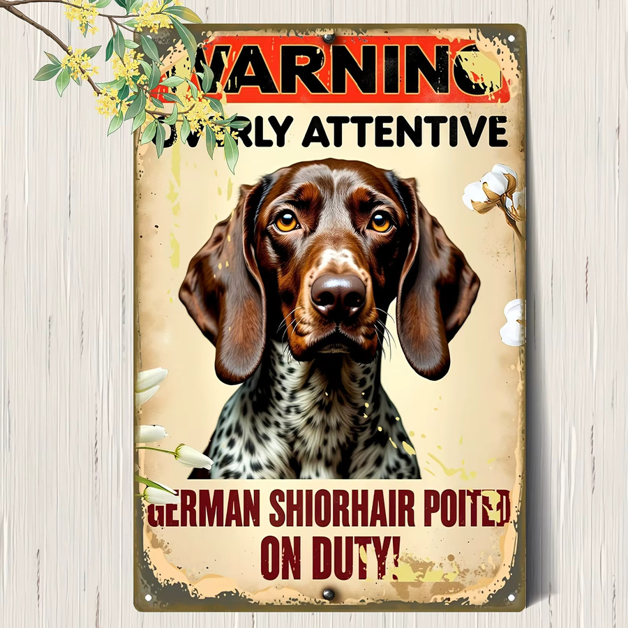 Vintage Metall-Hundeschild mit Deutschem Kurzhaar-Zeiger von CIFBUY, Wanddekoration in Mehrfarbig, Breite: 20,3 cm, Höhe: 30,5 cm - Bild 2
