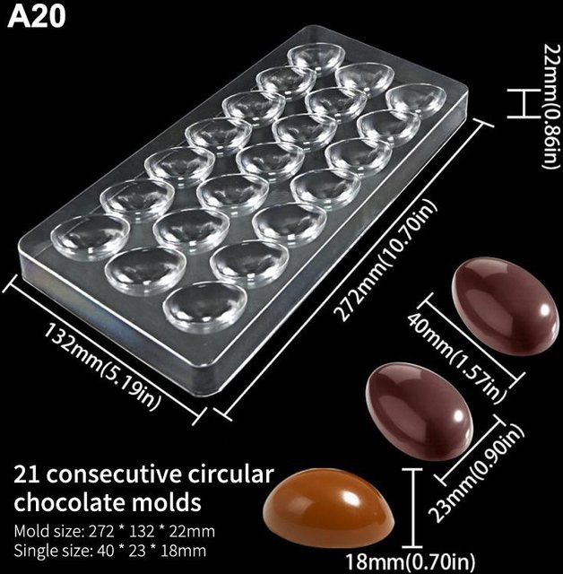 Yummys Runde Schokoladenform aus Polycarbonat, Transparente Süßigkeitenform für hochwertige Schokoladen und Café-Nutzung, 1 Stück - Bild 1