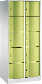 C+P Schließfachschrank Resisto mit 2 Abteilen und 10 Fächern, Farbe: Lichtgrau/Clowngrün, B/T/H: 77,2 x 54,0 x 195,0 cm - Bild 1