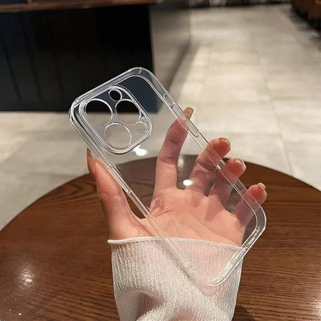 Ultradünne transparente Silikon Hülle für Apple iPhone 16 15 14 13 12 11 Pro Max Plus Mini mit 5 Löchern aus weichem TPU - Bild 1