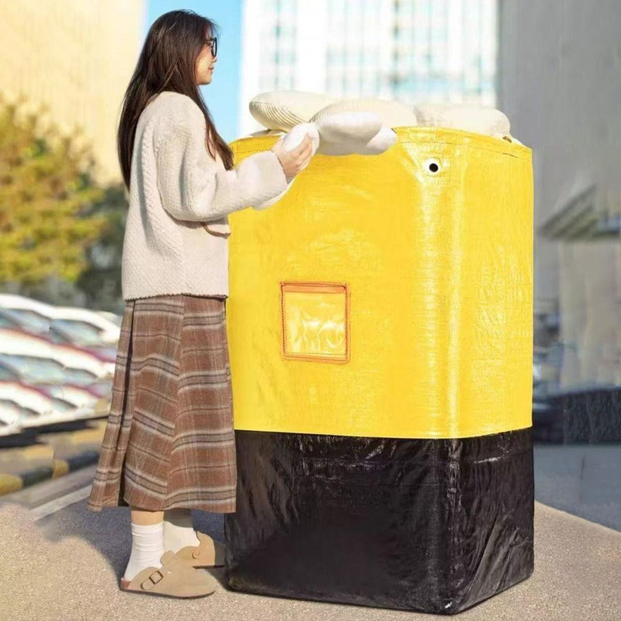 Pinxuan Logistik Transfertasche aus Kunststoff mit großer Kapazität und Zugseil in Gelb/Schwarz/Blau - Bild 3