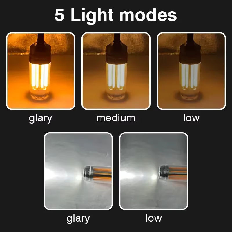 Heinast Camping-Licht mit 8 Lichtfilamenten, wiederaufladbare Zeltlampe mit 5 Beleuchtungsmodi und warmweißem Licht - Bild 2