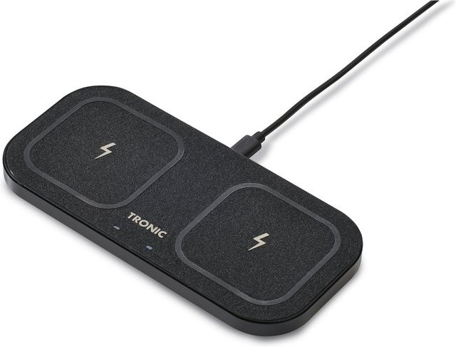TRONIC QI Dual Ladepad mit Metallrahmen und 30W Netzteil in Schwarz - Bild 1