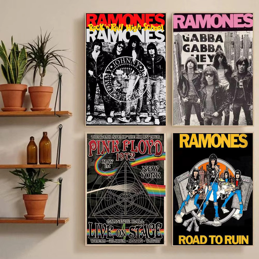 MINISO Ramones Poster Aufkleber Retro Wandkunst Motiv Zu Ruin Mehrfarbig - Bild 3
