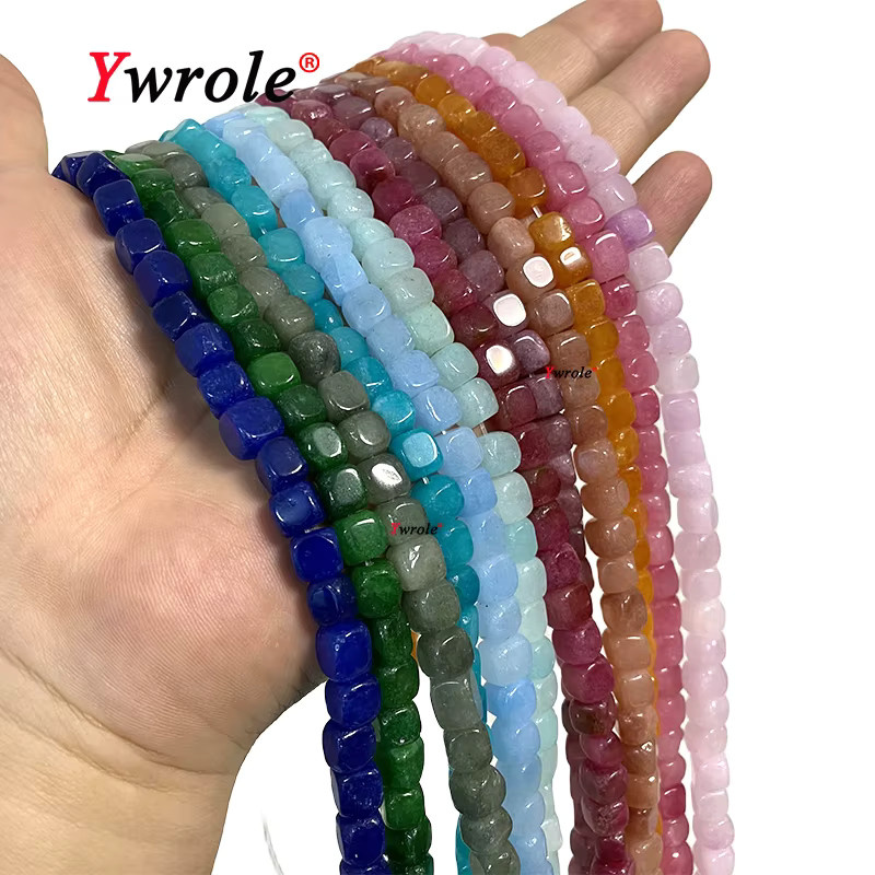 YWROLE Abstandsperlen Chalcedon, Rubellit, Morganit, 8x8mm, Unisex - Bild 3