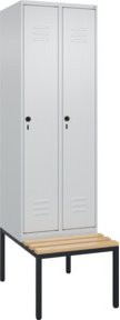 C+P Spind Classic PLUS Garderobenschrank mit Sitzbank, 2 Abteile, Grau/Schwarz, B/T/H: 212 x 60 x 81,5 cm - Bild 1