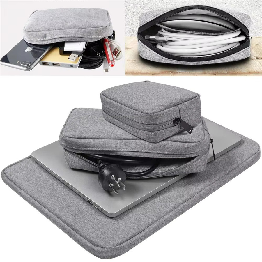 Tragbare Aufbewahrungstasche als Kabel-Organizer in Grau für digitale Geräte wie Uhr, Powerbank und Maus - Bild 5