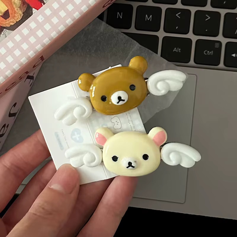 Velishy Rilakkuma Engel-Haarspange, Cartoon Flügeliger Kleiner Bär, Kinder - Bild 1