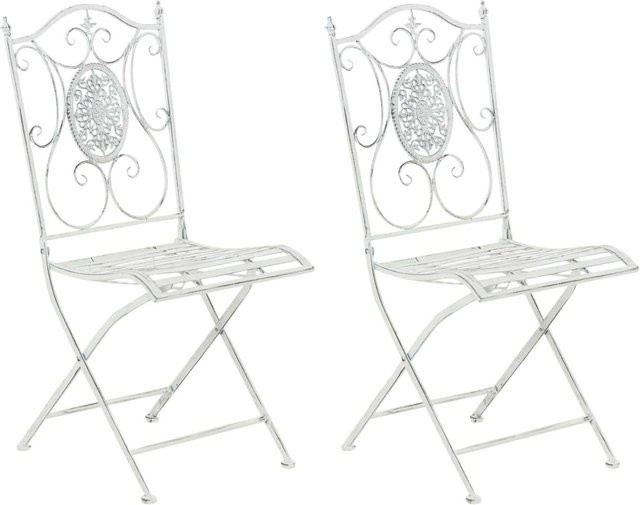 CLP 2er-Set Gartenstuhl Sibell im Landhausstil aus Metall in Weiß - Bild 1