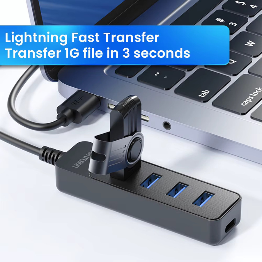 Elough USB 3.0 Hub mit 4 Ports und USB-C Anschluss, High Speed Multi USB Splitter und USB 2.0 Expander in Schwarz - Bild 2