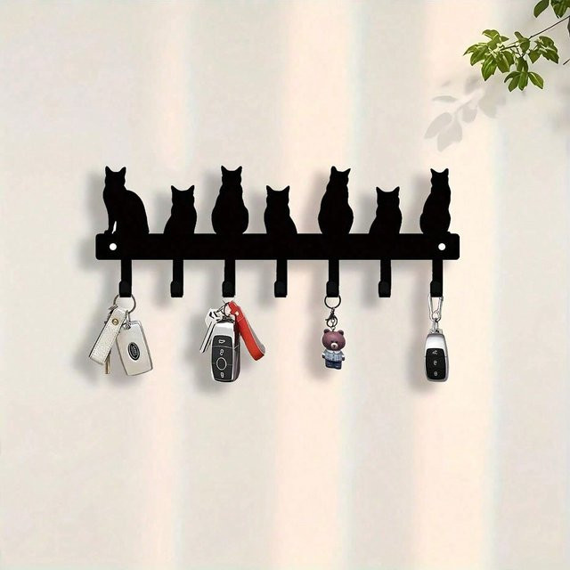 CIFBUY Metall-Katzenhaken zur Wandmontage in Schwarz als moderne Wohndekoration - Bild 1