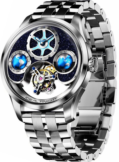 IDEAL KNIGHT Herrenuhr, Automatik, Edelstahl, Blau, Analoguhr - Bild 1