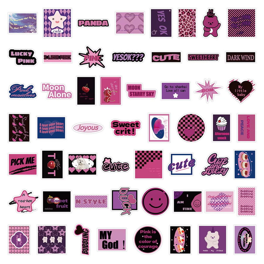 60 Stück wasserfeste Graffiti Aufkleber mit inspirierenden englischen Phrasen in Schwarz und Lila von BulingBulingStickers Store - Bild 3