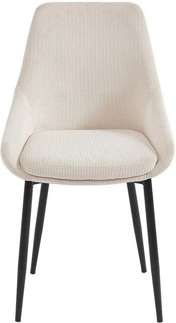 Vente-unique Stuhl Masurie in Creme mit Cord-Bezug und Metallgestell - Bild 1