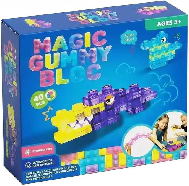 PRELEXT Transparentes Kristall Weiches Gummibärchen Gelee Bausteine Squishy, blue - Bild 1