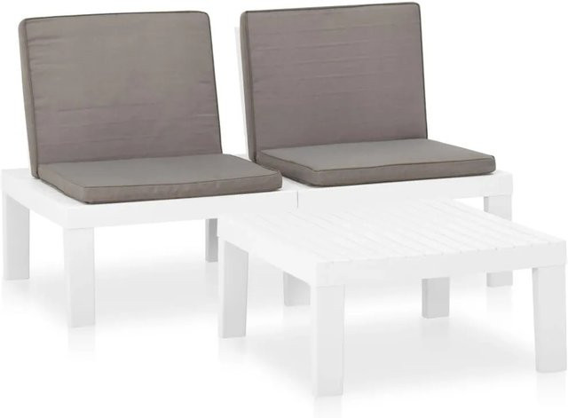 vidaXL 2-tlg Garten-Lounge-Set aus Kunststoff mit Sitzpolstern und Rückenkissen in Weiß und Anthrazit - Bild 1