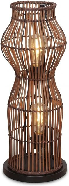 Licht-Erlebnisse Bodenleuchte aus Bambus in Braun im Boho-Design, Höhe: 60 cm, 2x E27 - Bild 1