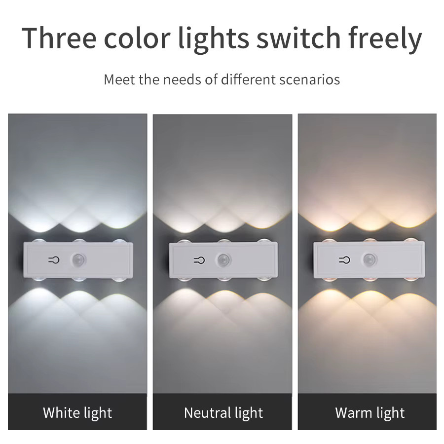 GGBEE LED Nachtlicht mit Bewegungssensor und RGB-Farben, wiederaufladbare magnetische Wandlampe mit Touch-Dimmfunktion für Schlafzimmer, Flur und Treppe, Farbe: Weiß/Multicolor - Bild 4