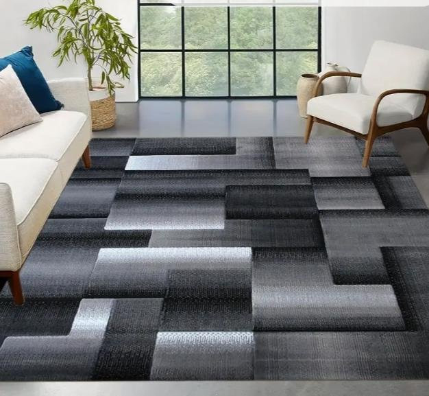 Lodestar Geometrischer Teppich Modern Grau B/T: 160 x 120 cm - Bild 1
