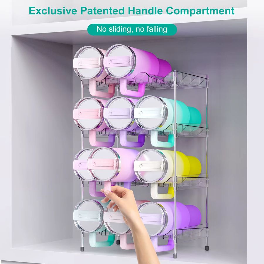 JYPS Wasserflaschen-Aufbewahrungsregal verstellbarer Tumbler Organizer für Stanley 40oz stapelbares Getränke- und Weinregal freistehend - Bild 2