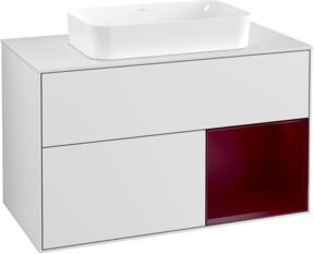 V&B Waschtischunterschrank Finion mit Wandbeleuchtung, Farbe: Weiß, Breite: 100 cm - Bild 1