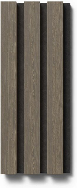 Denpanels Akustikpaneel Muster Eiche Geölt in Braun mit schwarzem Filz, B: 29,5 cm, H: 15 cm - Bild 1