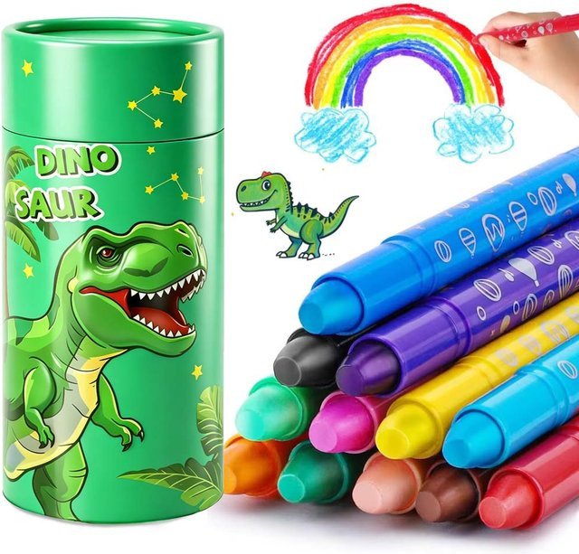 De Life Store Wachsstifte, Einhorn, Dinosaurier, Bunt / Mehrfarbig, 24er Set - Bild 1