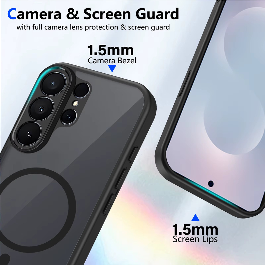 Panbon Magnetische Matte Handyhülle für Samsung Galaxy S26 Ultra und S26 Plus mit Linsenschutz und kabelloser Ladeunterstützung in Schwarz - Bild 5