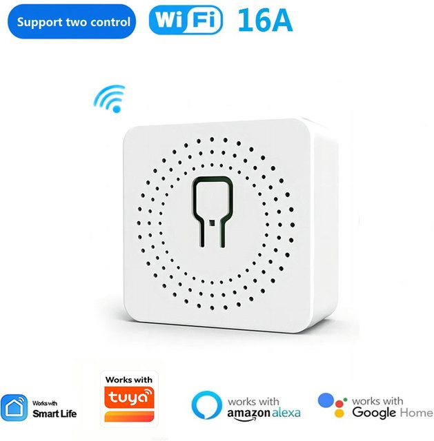Szaoju Mini WLAN DIY Lichtschalter-Modul in Weiß mit 2-Wege-Steuerung, kompatibel mit Tuya Smart Life, Amazon Alexa und Google Assistant, 16A - Bild 1
