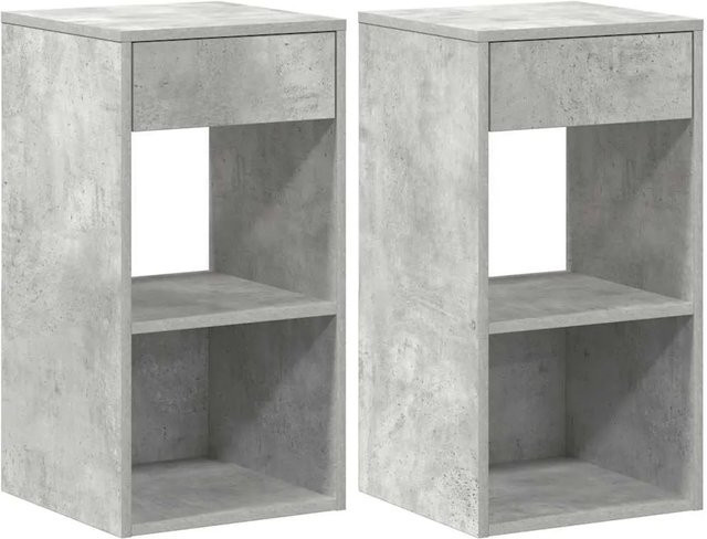 vidaXL Nachttische mit Schublade, 2er Set, grau, B/T/H: 35 x 34 x 66,5 cm - Bild 1