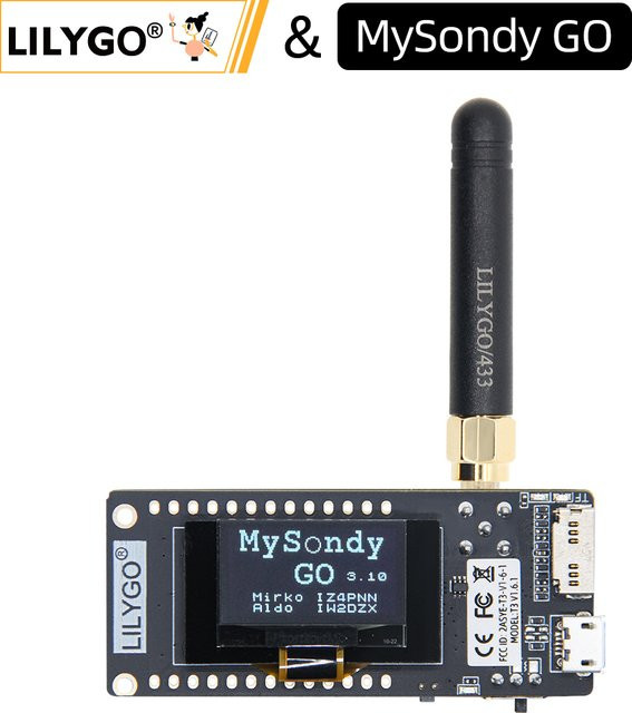LILYGO MySondy GO LoRa32 V2.1_1.6.1 ESP32 LoRa DEV Board 433MHz mit OLED in Schwarz zum Empfang von RadioSonde-Signalen - Bild 1
