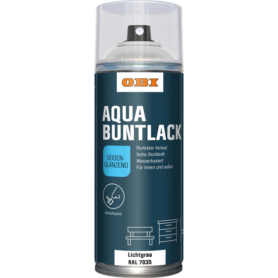 OBI Buntlack Spray RAL 7035 Lichtgrau seidenglänzend wasserbasiert 400 ml - Bild 2