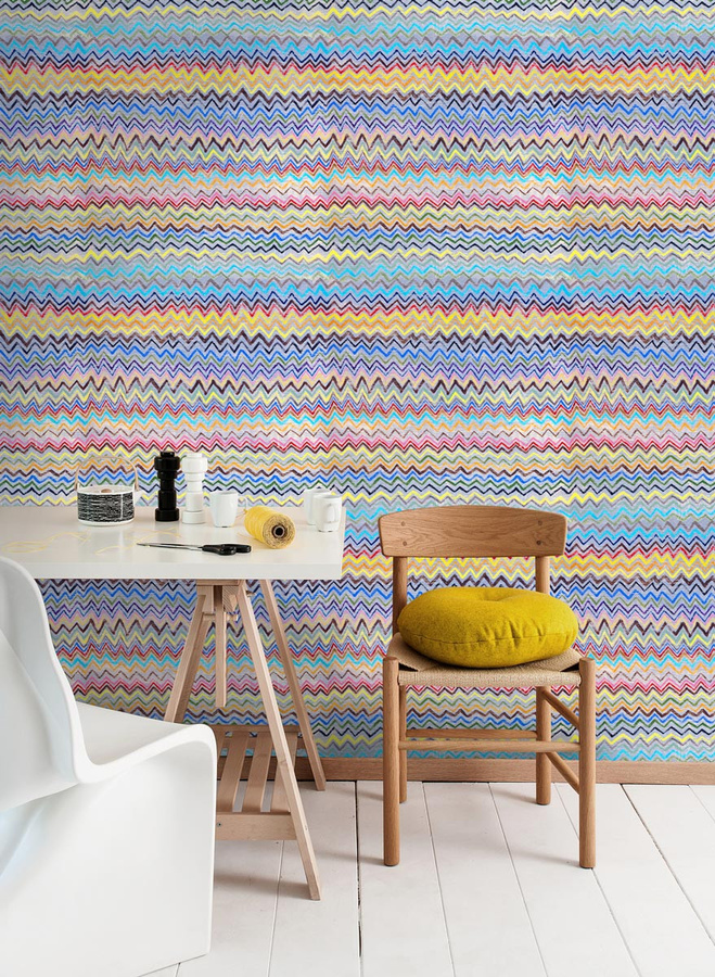 Mindthegap Tapete Zig Zag in Blau und Multicolour, B/H: 52 x 300 cm - Bild 1