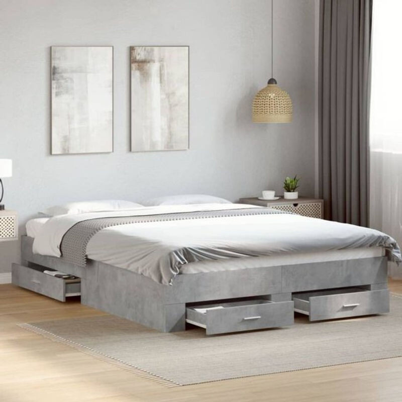 Modernes Funktionsbett Vidaxl mit Schubladen aus Holzwerkstoff in Grau, B/T: 140 x 200 cm - Bild 1