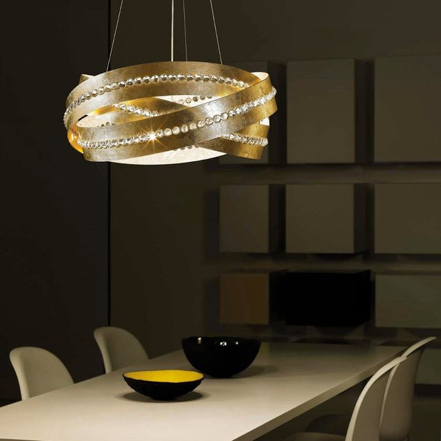 Marchetti Essentia Sospensione S60 Pendelleuchte aus Metall und Kristall in Gold/Messing mit E27 Fassung - Bild 1
